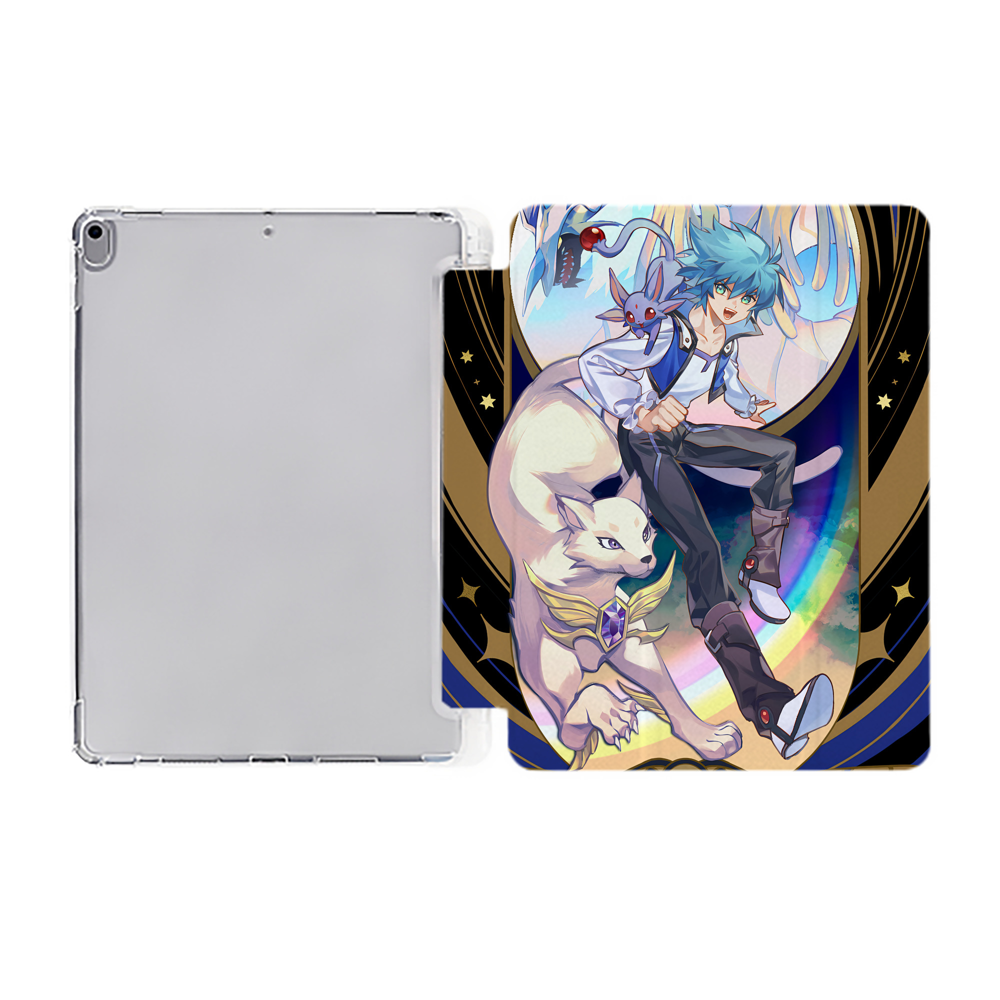 （画像用） 遊☆戯☆王 Yu-Gi-Oh! IPad ケース ペン収納付き 三つ折りスタンド PUレザー×シリコン 対応機種9.5/10.5/10.9インチ